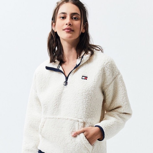 tommy hilfiger sherpa half zip hoodie